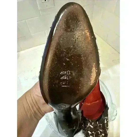 ST. JOHN COUTURE d'Orsay Brown Patent Leather Tweed Pumps/Heels 9 Made in Italy - Picture 12 of 16